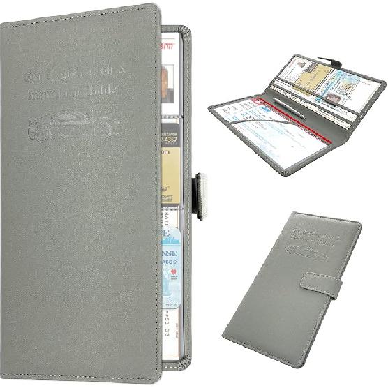 RSAquar Car Registration And Urance Holder, Leather Car Glove Box Organizer, Cool Car Accessories For ID, Driver'S License Cards & Essential