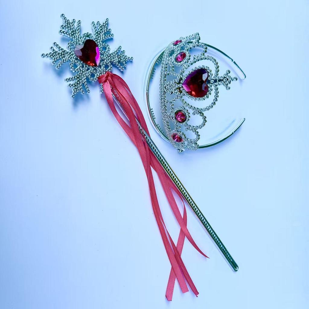 Princess Snowflake Crown and Wand Set for Children's Festival or Birthday