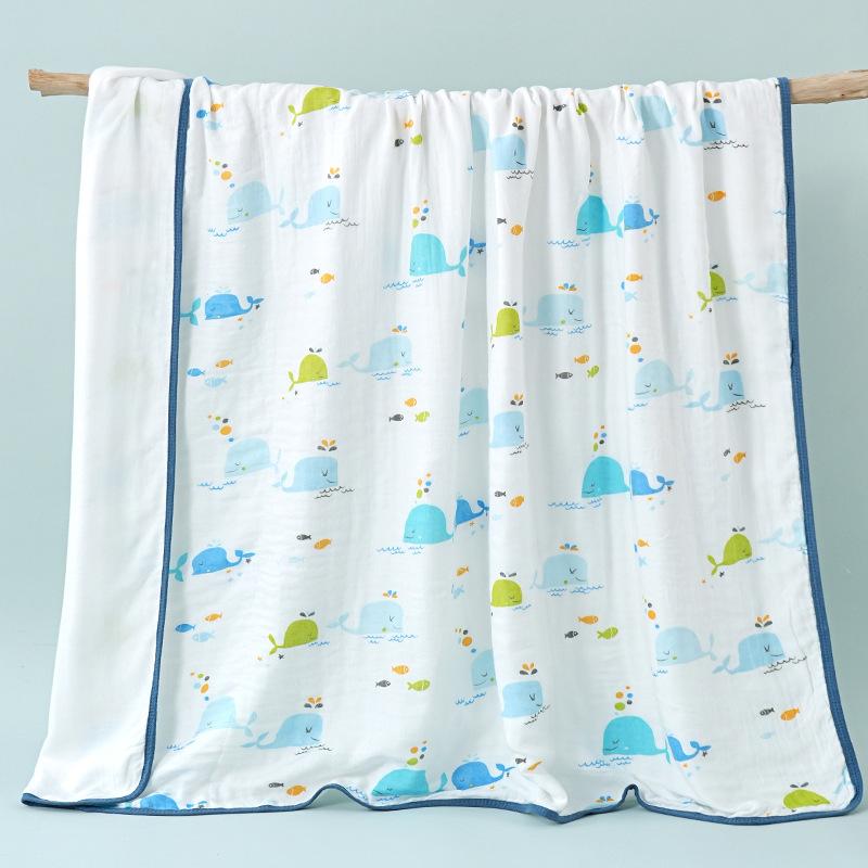 Baby Bath Towel, Four-layer Edging Bamboo Fiber, Blanket, Cotton Gauze, Newborn Quilt, Children's Quilt