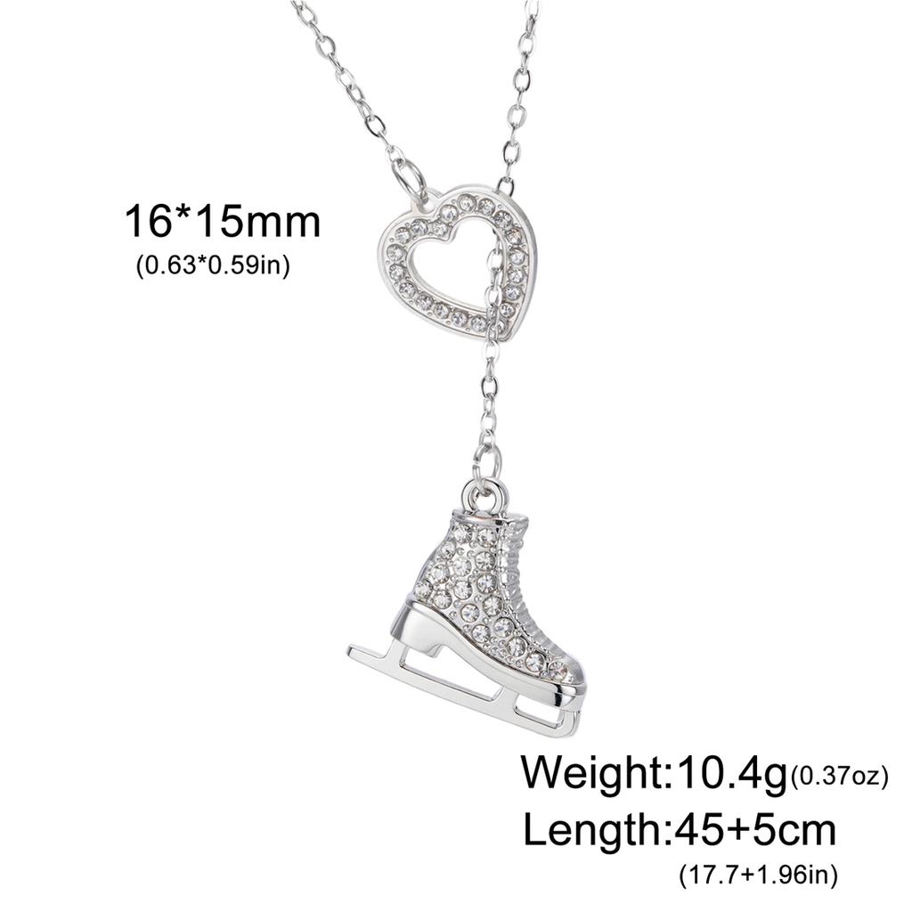 Collana Ciondolo Pattini da Ghiaccio Smaltati per Donne Uomini Strass Scarpe da Pattinaggio Bianche Collane Gioielli Sportivi Regalo