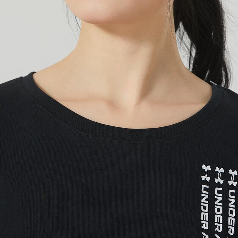 Under Armour Sportovní trénink Běh Fitness Rychleschnoucí Tištěné Tričko s volným ramenem Dámské Topy Černé 1365777-001