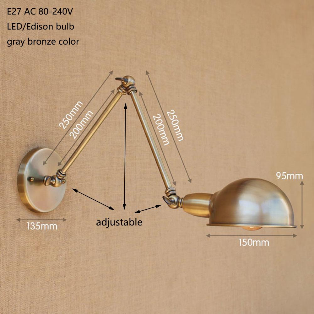 Industrial Retro Loft Brass Wrought Iron Wall Lamp E27/E26 Bedroom Bedside Bathroom Entrance Balcony Cafe Studio Lighting