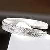 Women's Vintage Silver Plated Feather Cuff Bracelet Adjustable Opening Bangle Jewelry