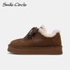 Women Genuine Leather Sneakers Warm Lace Up Trainers Fashion Casual Women Shoes