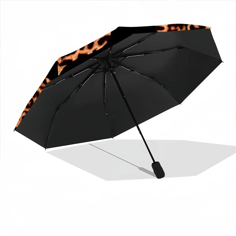 1pc Leopard print hearts Automatic Folding Umbrella. Portable collapsible design, Best birthday festival gift yy250924117
