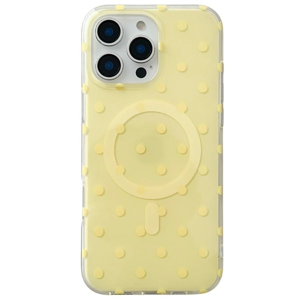 For iPhone 16 Pro Case Polka Dot Pattern TPU + PC Phone Cover Compatible with MagSafe