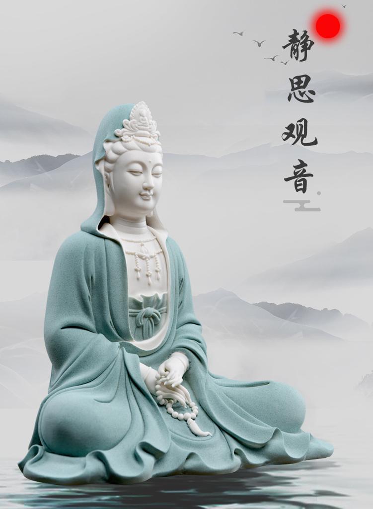 Ceramic Jing Si Guan Yin Sculpture Statue Large-size Handmade 3d Sculpture High-end Home Decoration Accessories