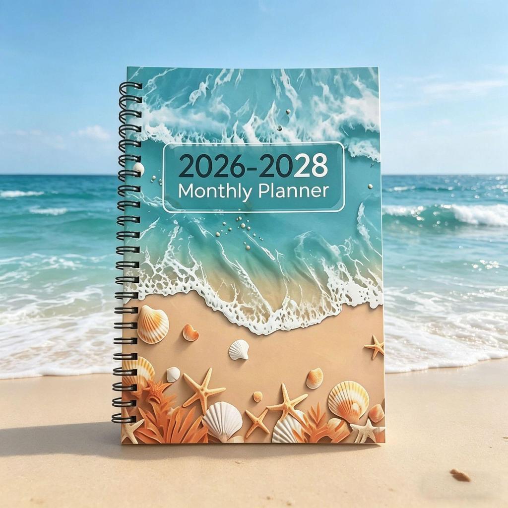 2026-2028 Ozean-Stil A5 Spiral-Monatsplaner Notizbuch
