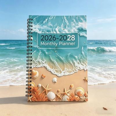 2026-2028 Ozean-Stil A5 Spiral-Monatsplaner Notizbuch