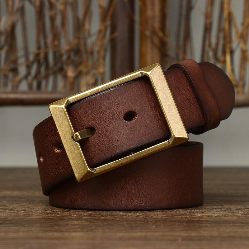 Belt Men's Retro Matte Top-Grain Leather Pin Buckle Genuine Leather Fashion All-Match Casual Jeans Belt Young People