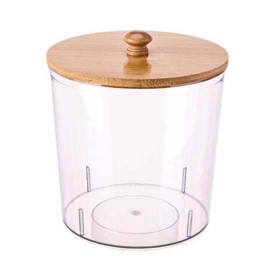 Wäscheperlen Aufbewahrungsbox mit Bambusdeckel Große Öffnung Acrylbehälter Waschpulverperlen Feuchtigkeitsgeschützter Organizer