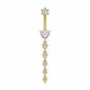 Copper Stainless Steel Navel Piercing Long Dangled Body Jewelry Zircon Belly Button Ring  Women