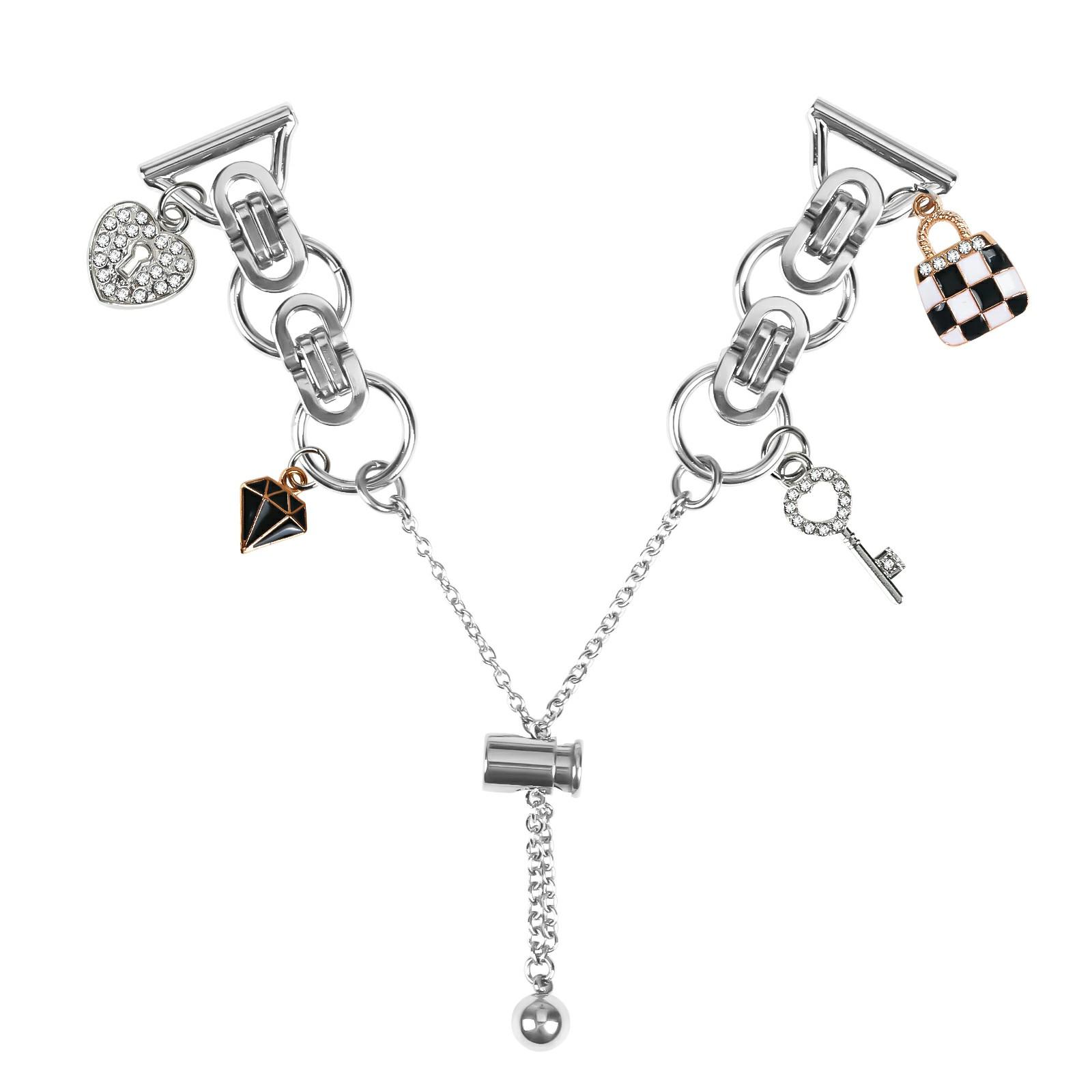 

Для Garmin Instinct 2S Серебряный Ремешок для Часов Регулируемый Металлический Сплав Ремешок в Стиле Одинарной Цепи A