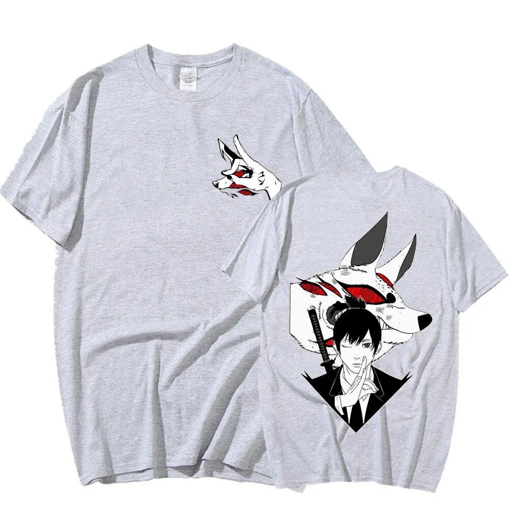 Anime Chainsaw Unisex T-shirt Unisexga Hayakawa Aki Fox Devil Kon Tryck T-shirts Unisex Kvinnor Casual Bomull Kortärmad T-shirt Oversized