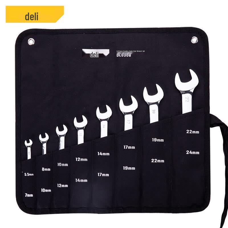 Deli 8-Piece Mirror Polished Double Open-End Wrench Set