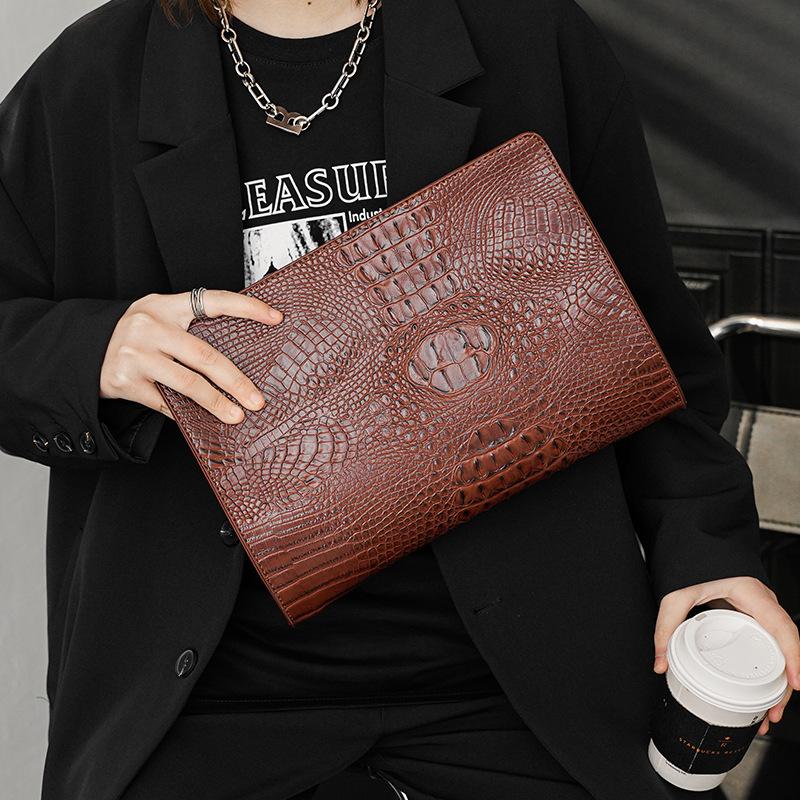 Crocodile Pattern Men'S And Women'S Clutch Bags, Korean Version Men'S Bags, Casual Envelope Bags, Ipad Bags, File Bags, Trendy Handbags.