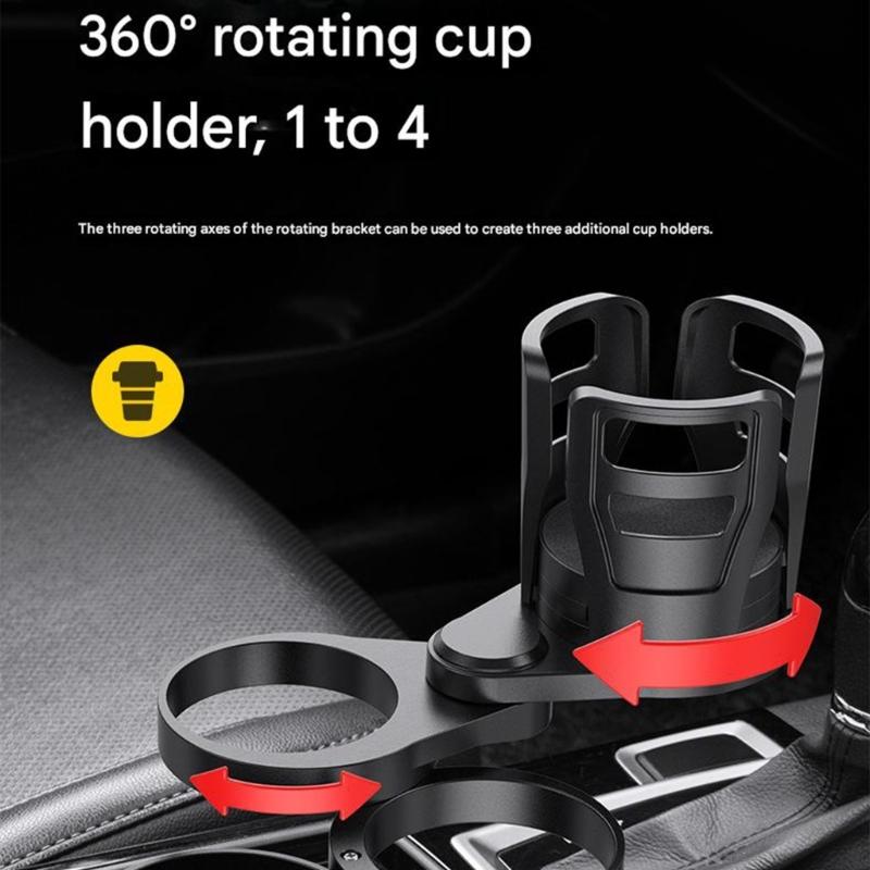 3 in 1 Adjustable Rotatable Car Cup Holder for Beverages Snacks and Small Items Secure Storage Crafted from ABS Plastic Fit Most Vehicles