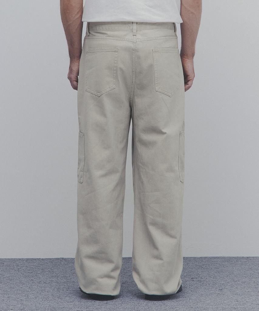 ANDAGAIN Cotton Wide Patch Pocket Pants (Light Beige)