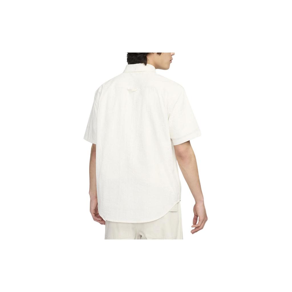 Nike Solid Soft Lightweight Button-Up Loose Short Sleeve Shirt Men shirts Phantom FN3223030