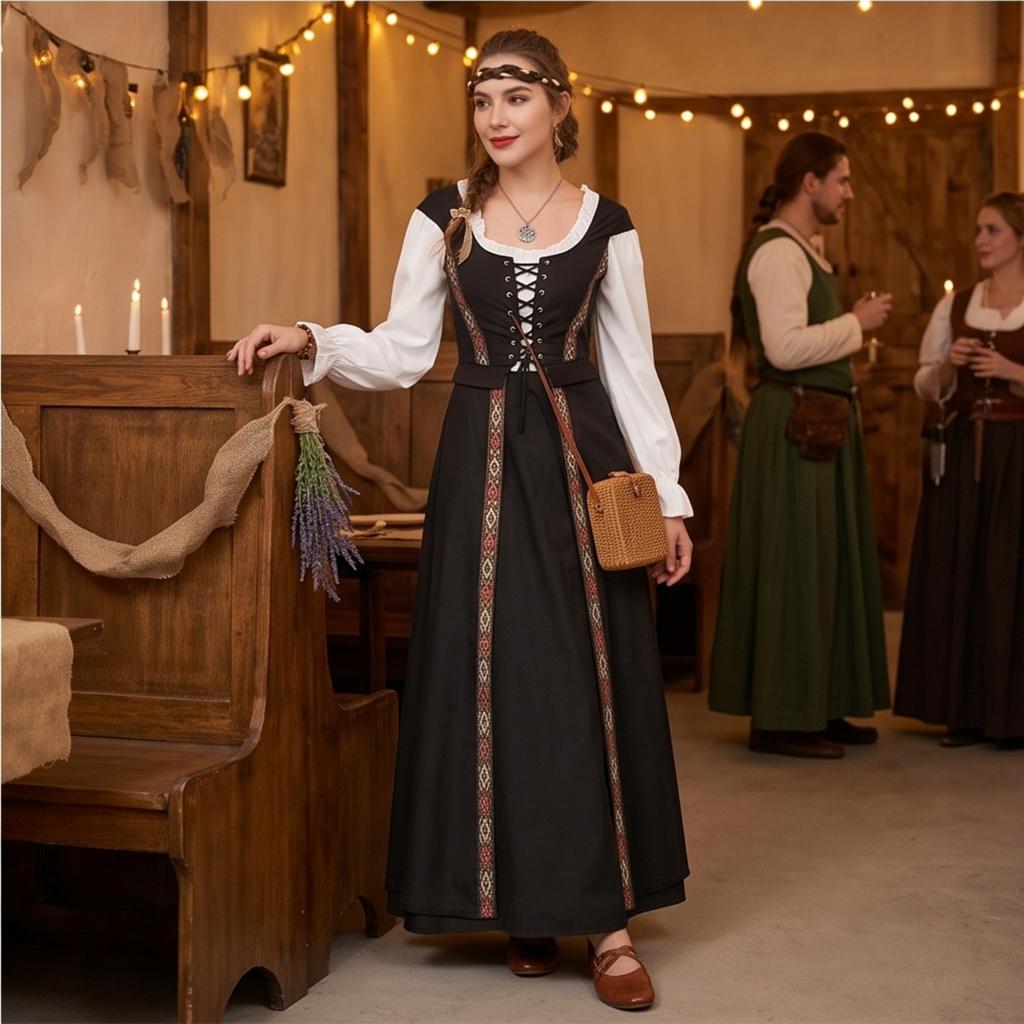 Women's Vintage Corset Dress for Halloween Costume Party