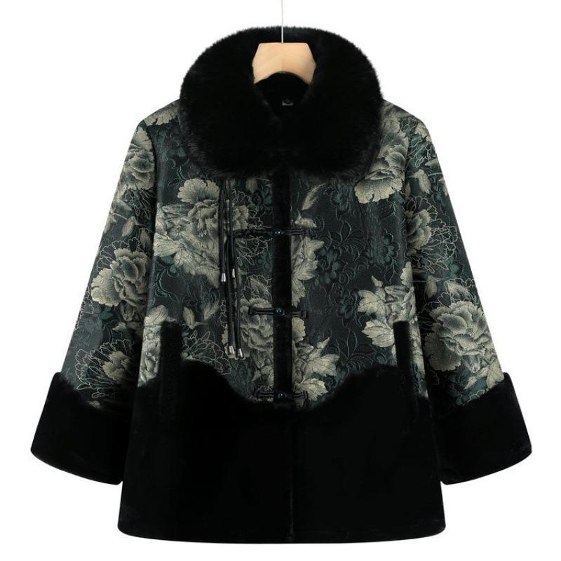 

Осенне-зимние женские куртки, на подкладке и утепленные, из высококачественного интегрированного меха, хлопковая куртка для пожилой женщины 5XL [recommended 150-80kg] зелёный