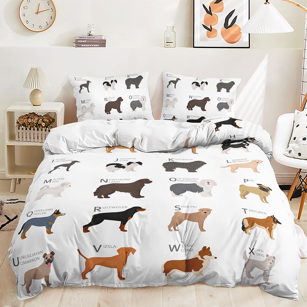 Bed Three-Piece Illustration Landscape Animal Quilt Cover 3D Digital Printing Kit