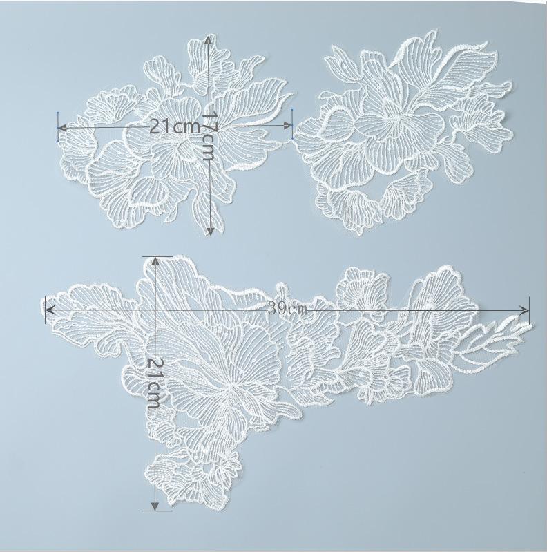 

Кружевная аппликация с вышивкой бисером, аксессуары, деталь для свадебного платья, головной платок, прозрачная плоская деталь, вышивка для одежды Pair flower (21 * 17CM)