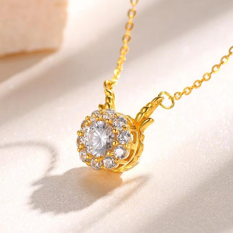 Shining Dragon Rotating Necklace Female Natal Year Rotating Zircon Pendant Female Necklace Collarbone Chain Jewelry