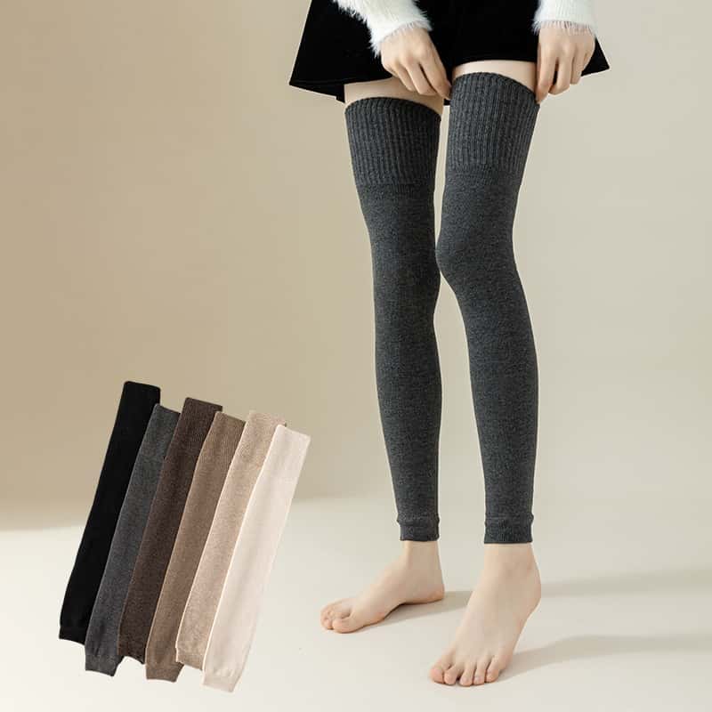 Lolita Girls Loose Leg Warmers Thigh High Black Stockings Over Knee Warm Thick Long Boot Socks for Women Autumn Winter Fashion
