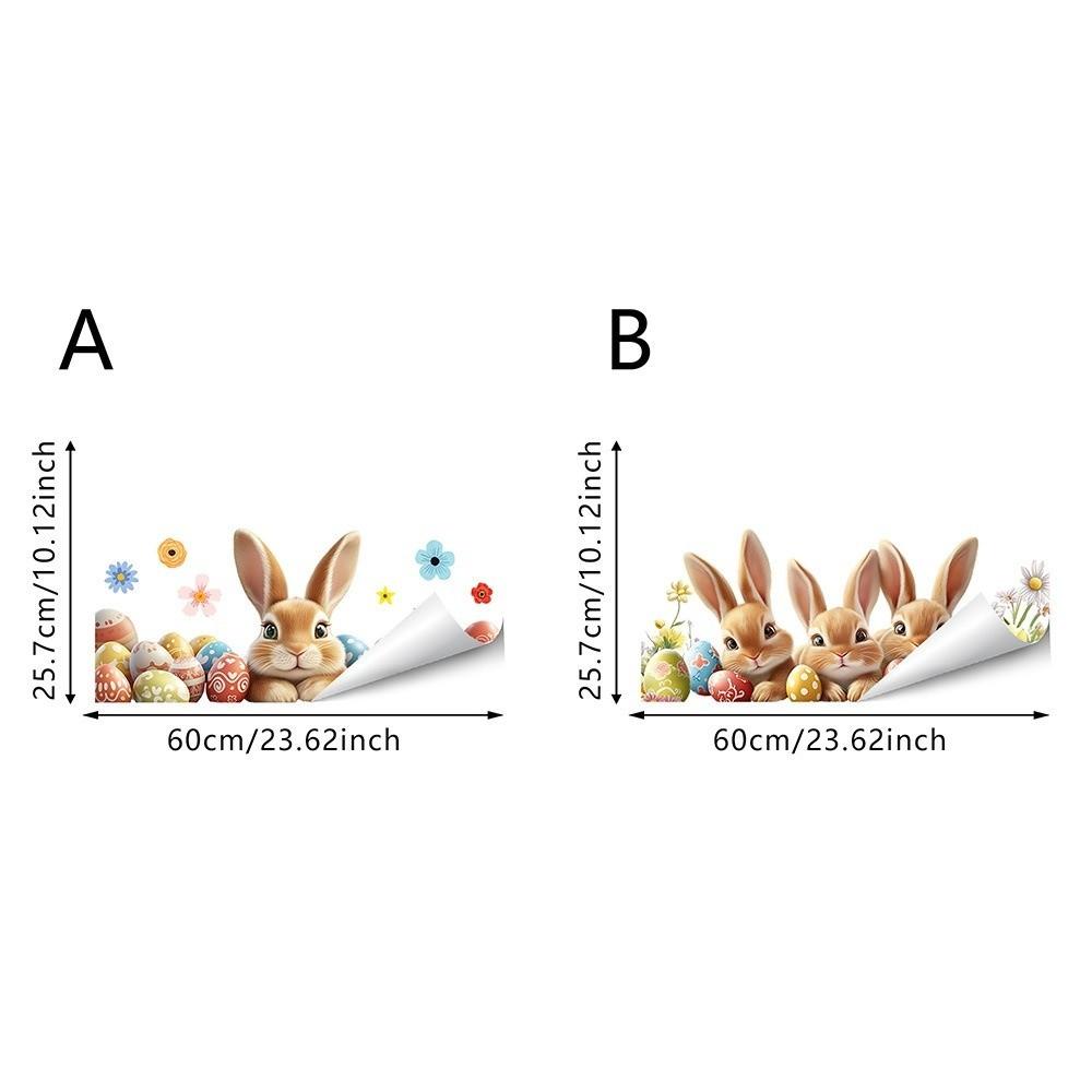 New Easter Flower Rabbit Sticker Self-Adhesive Waterproof Wall Stickers Removable PVC Festival Party Sticker Wall Decoration