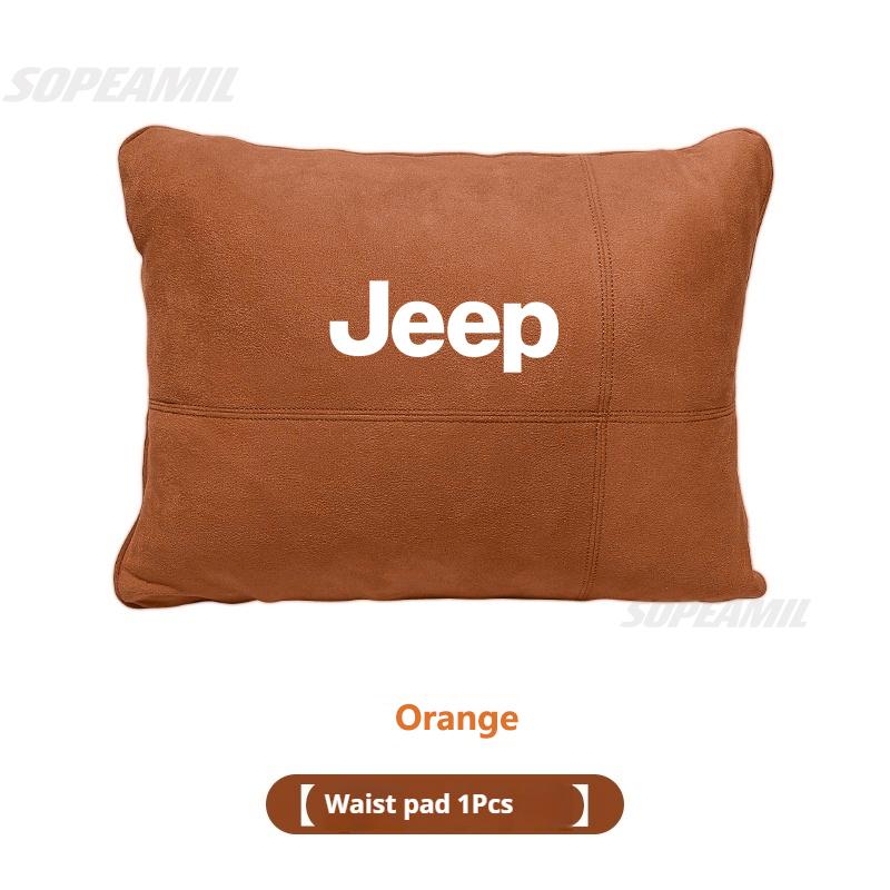 Suede Car Headrest Neck Pillow Seat Waist Cushion Jeep Grand Cherokee Wrangler JK Gladiator Patriot Commander Renegade CompassN