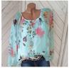 Fashion Women's All-Match Sexy One-Neck Printed Loose Chiffon Shirt Long Sleeve Top