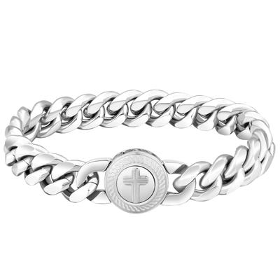 Kreuzdesign-Verschlussarmband für 12 mm Kettenglied Chirurgenstahl Feier KRKC&CO Herren, Breite, Kette, Stahl, Hypoallergen, Dick, HIPHOP, Rapper,