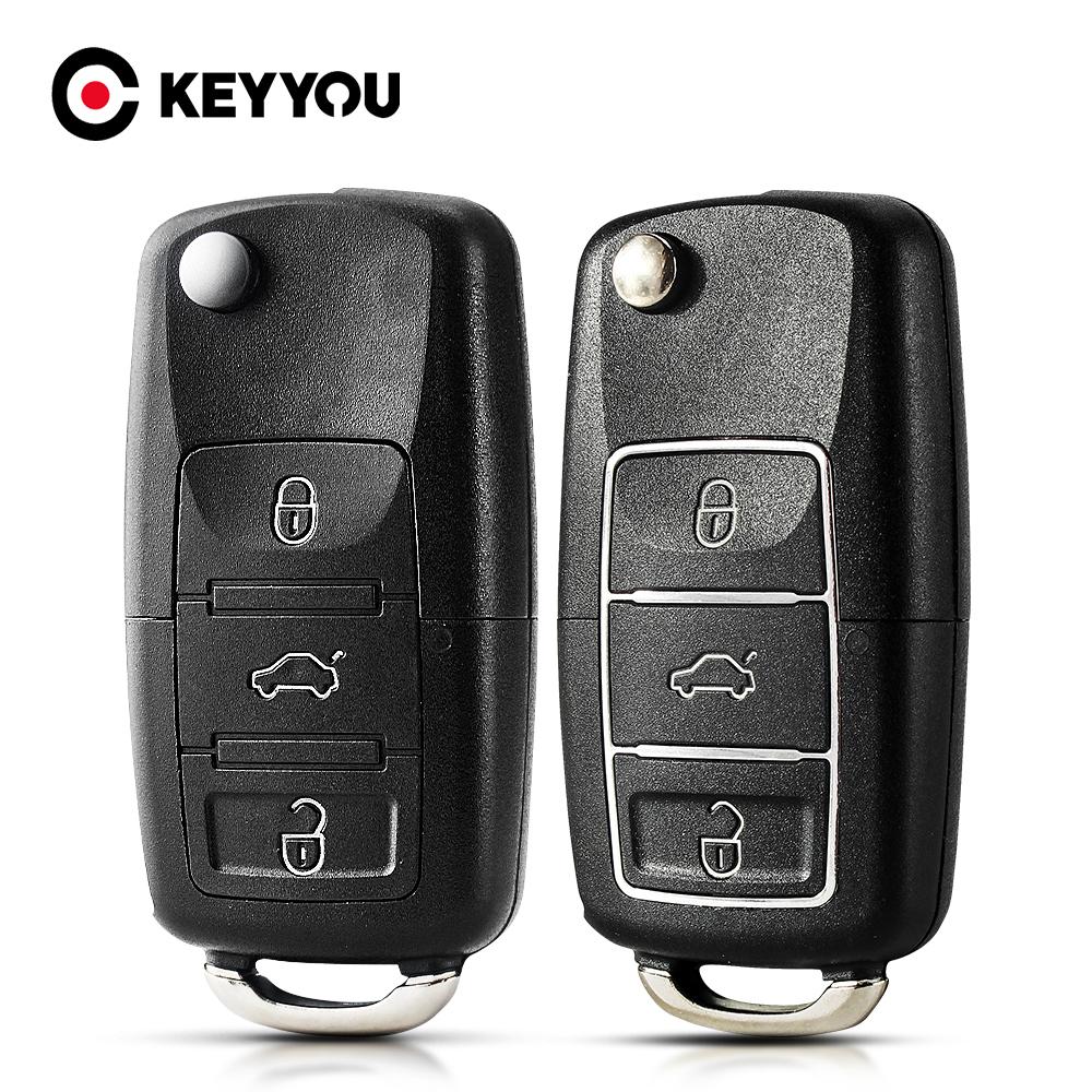 3 Button Flip Folding Key Shell Case For Volkswagen Vw Golf Passat Beetle Polo Bora Replacement Fob Car Key Cover