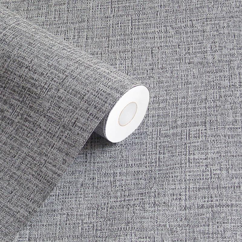 Linen Texture Self-Adhesive Waterproof Wallpaper for Bedroom & Living Room - Thickened, Solid Color, Moisture-Proof, Simple Design.