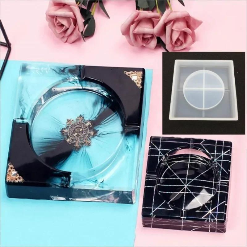 1 Pcs Square Ashtray Silicone Mold Crystal Ultraviolet Resin Plastic DIY Making Accessories Epoxy Handmade Glue Arts Crafts