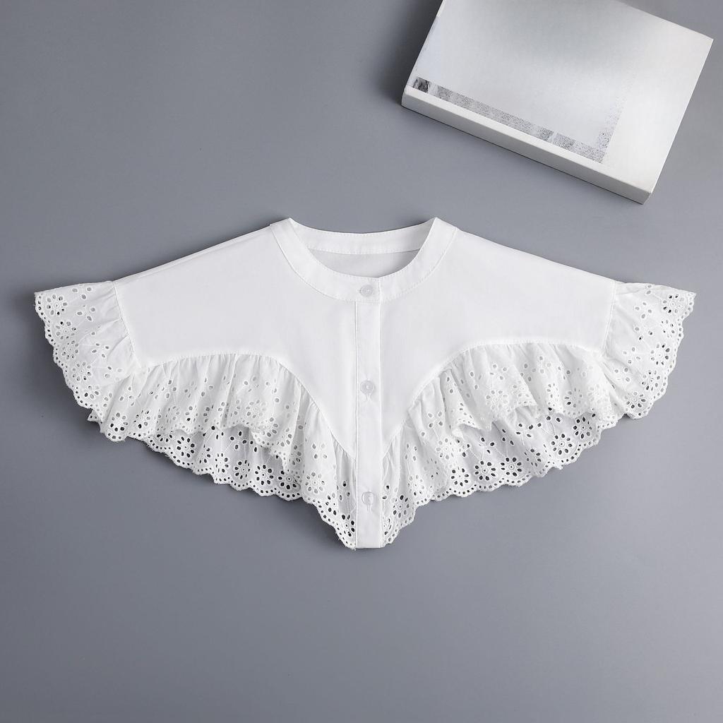 Women Lace Shirt Detachable Collar Wraps Blouse Tops Lapel Fake Collar Shawls Ladies Dress Small Cape Fuax Cols Decor