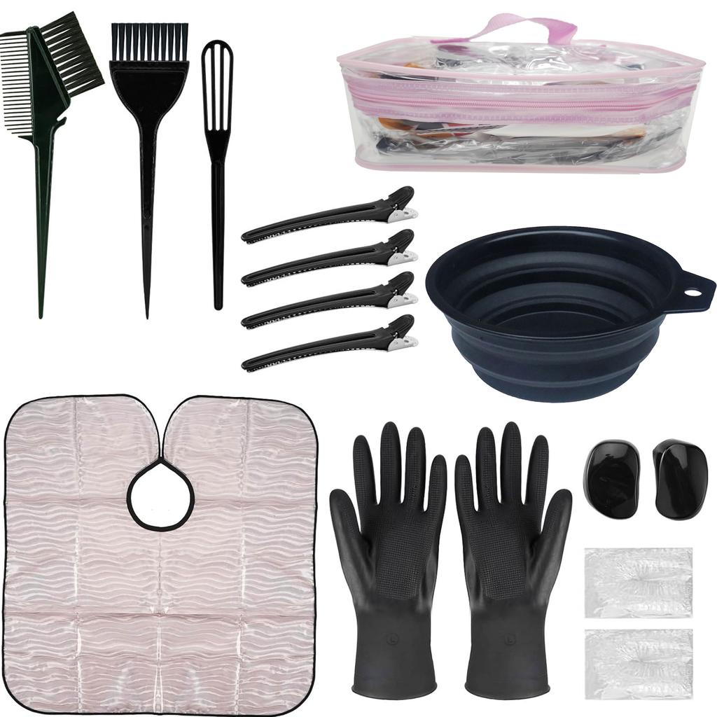 Hair Bleach Coloring Kit - Professional Hair Dye Brush, Comb, Hair Color Bowl, Agitator, Cape, Hairclips Hair Highlighting Tools