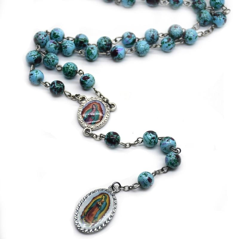 Rosary Prayer Beads Necklace Catholic Christian Religious Jewelry Charm Gift For Men Women for Cross-Pendant Jewellry