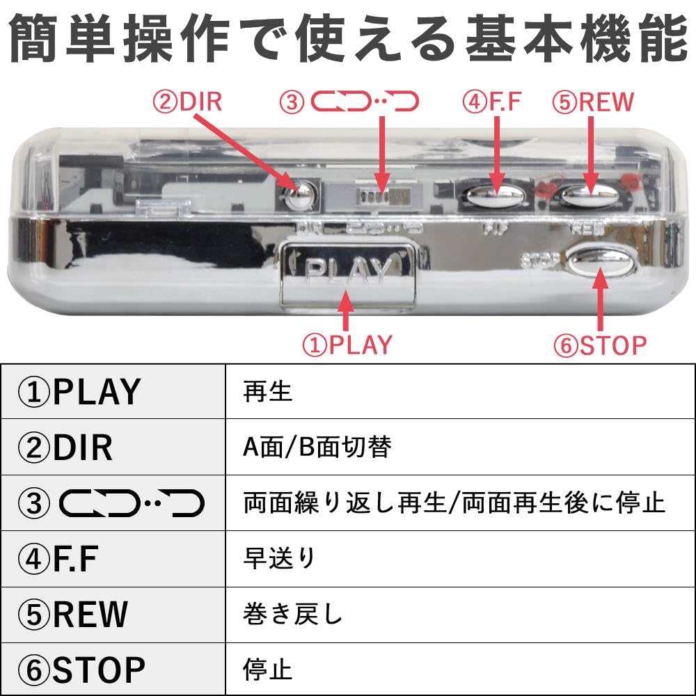 Portable Cassette Player Powered Battery Includes Compact Cassette Tape USB Cassette Cassette Tape Stylish Life_mart [USB & Compatible, Earphones]