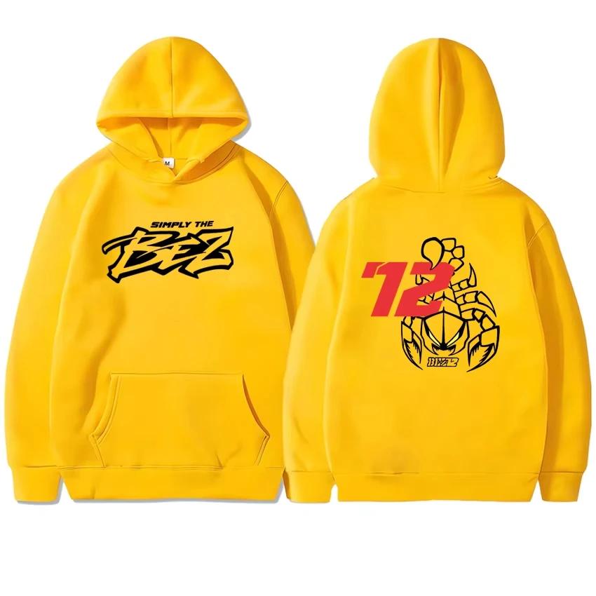 Marco Bezzecchi 2025 Motorradrennen 72 Fahrer Fan Beidseitig bedruckte Fleece-Hoodies für Herren und Damen Herbst Winter Sweatshirt Unisex