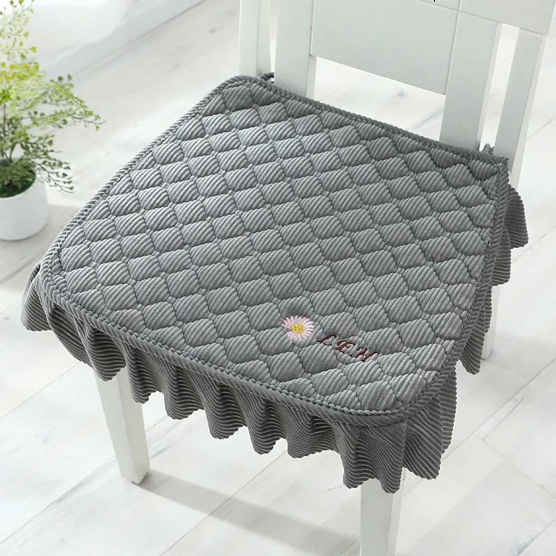 Dining Chair Cushion Four Seasons General Plush Chair Cushion Thickened Anti-slip Strap Stool Cover Cushion