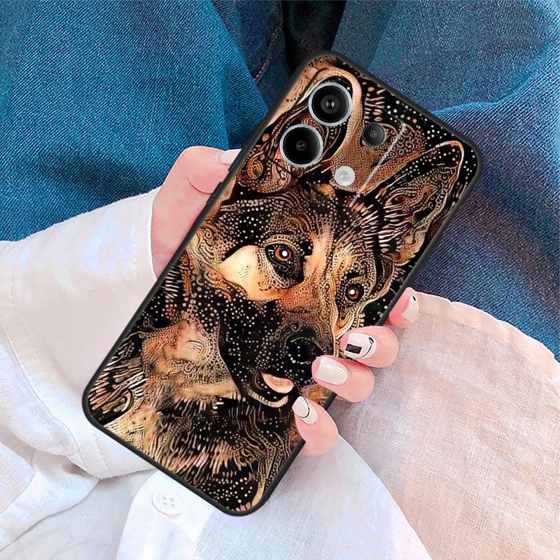 Cartoon German Shepherd Dog Cover For Xiaomi Redmi Note 13 14 Pro 12 11 9 10 9S 10S 11S 12S Redmi 14C 10C 12C 13C Case