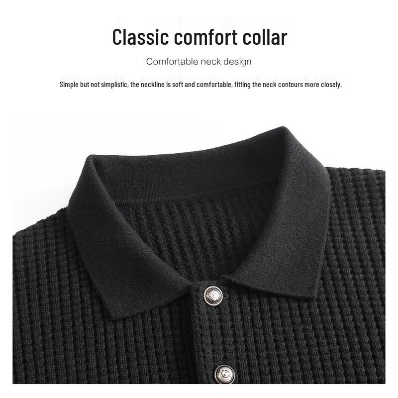 LUOSI Men's Thickened Old Money Style Lapel Wool Sweater