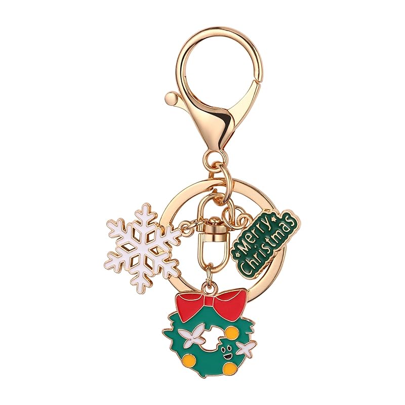 

[JEWELRYWE] christmas present Christmas exchange meeting key ring ring cute: snowman Santa Claus gift box christmas wreath carabiner - boyfriend