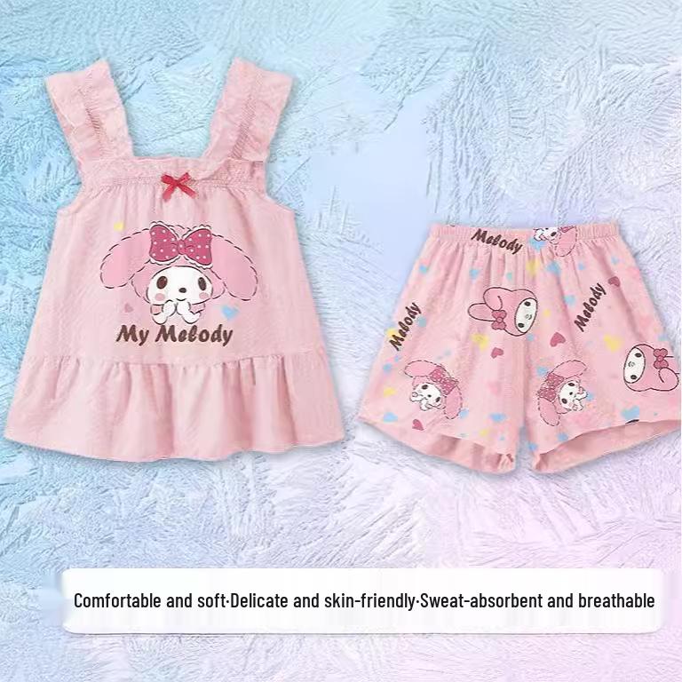 Kuromi Girls' Summer Pajama Set - Camisole & Shorts Two-Piece Homewear