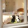 Adesivo per Finestra Design Gatto Bianco Nero Fiore, Aderenza Elettrostatica Decalcomania in Vetro Impermeabile per Soggiorno Camera da Letto Ingresso Decorazione Casa