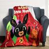 Customizable Bing Bunny1 Throw Blanket – Personalized Name, All-Season Cozy Snug Blanket, Machine Washable, Personalized Blanket