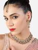 Pink Stones Antique Plated Traditional Kundan Necklace Earring & Maangtikka Set For Women