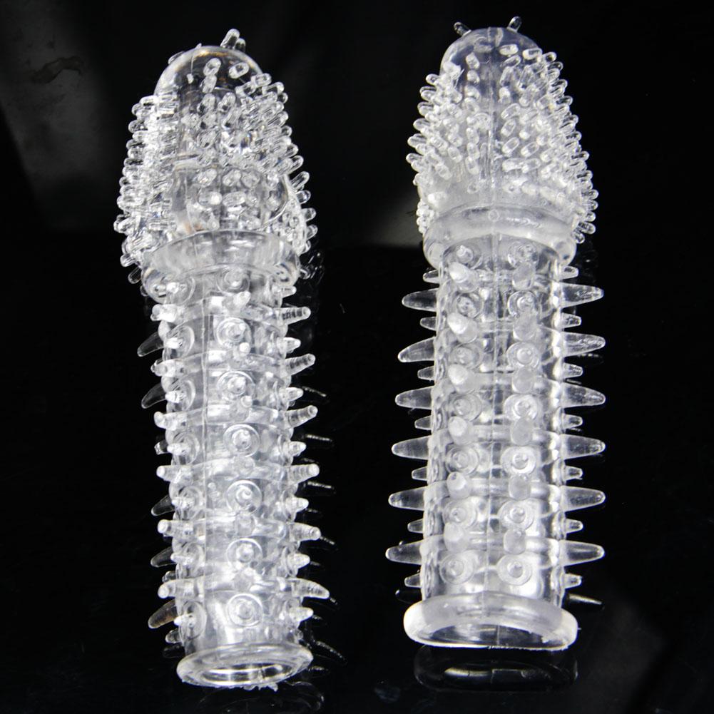 Dotted Textured Penis Sleeves Bold Extender Lasting Thorn Condom Elastic Penis Sleeve Clit Massage Delay CockRing Sheath for Man